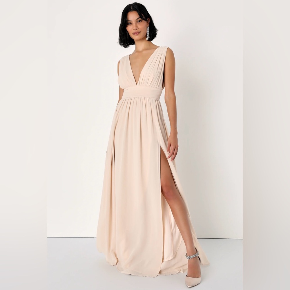 BRAND NEW with tags! Lulus Heavenly Hues Cream Maxi Dress White - Size S